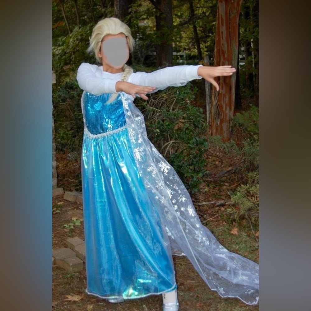 Beautiful Girls Custom Princess Elsa FROZEN costume (size 14) and wig!